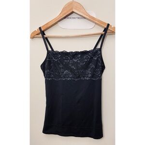 Elegant Black Lace Trim Cami Top